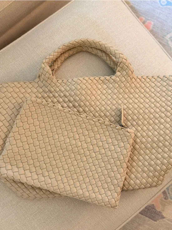 Naghedi Medium St Barth’s Tote in Ecru with matching pouch - Picture 1 of 6